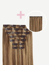 Load image into Gallery viewer, 16" Seamless Chestnut Brown Highlights Volume Bundle Clip-Ins - 16" (180g)