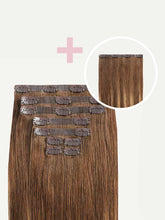 Load image into Gallery viewer, 16" Seamless Chestnut Brown Balayage Volume Bundle Clip-Ins - 16" (180g)