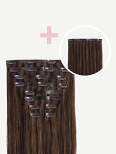 Load image into Gallery viewer, 20" Seamless Dark Brown Highlights Volume Bundle Clip-Ins - 20" (225g)